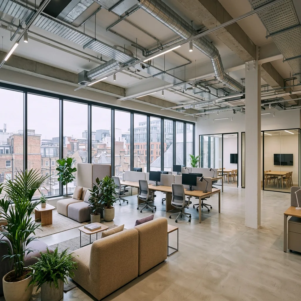 Illustrative furnished workplace after fit-out and mobilisation