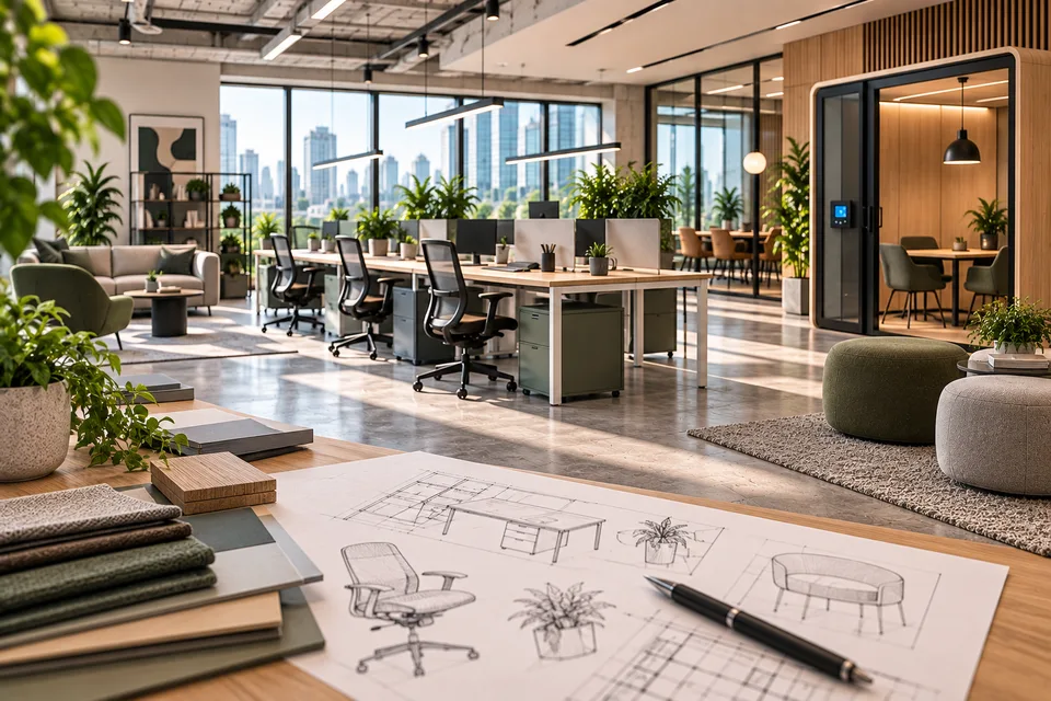 Modern office furniture and meeting pod