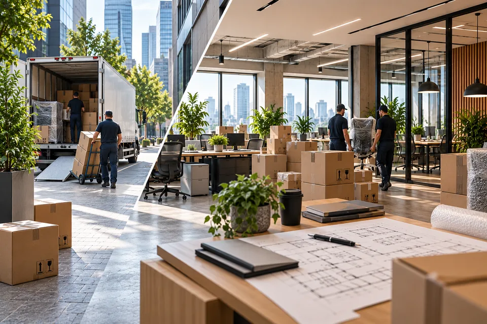 Office relocation and moving team