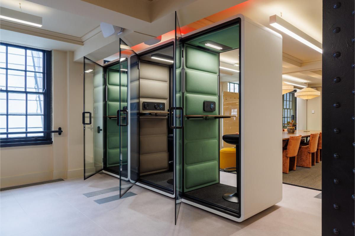 Cleo phone booths / meeting pods project in London, UK by Fluid Furniture — image 4
