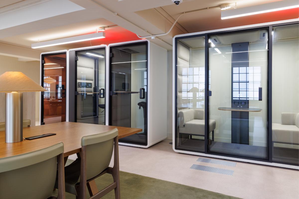 Cleo phone booths / meeting pods project in London, UK by Fluid Furniture — image 3
