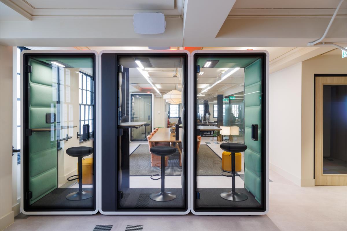 Cleo phone booths / meeting pods project in London, UK by Fluid Furniture — image 5